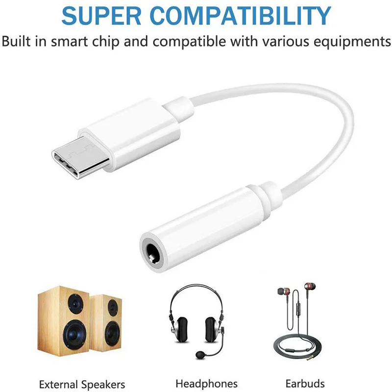 DAC Chip Usb C To 3.5mm Aux Headphone Jack Adapter Type C Jack Earphone Cable
