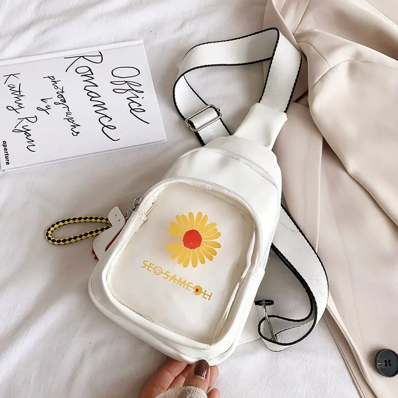 fashion most popular women chest ita bag with clear PVC window for pins custom design transparent ita bag