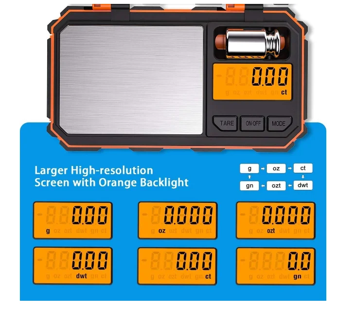 Digital Scale,  6 Units Conversion, LCD Back-Lit Display, Use for Jewelry/Medicine/Food/Powder(Battery Included)