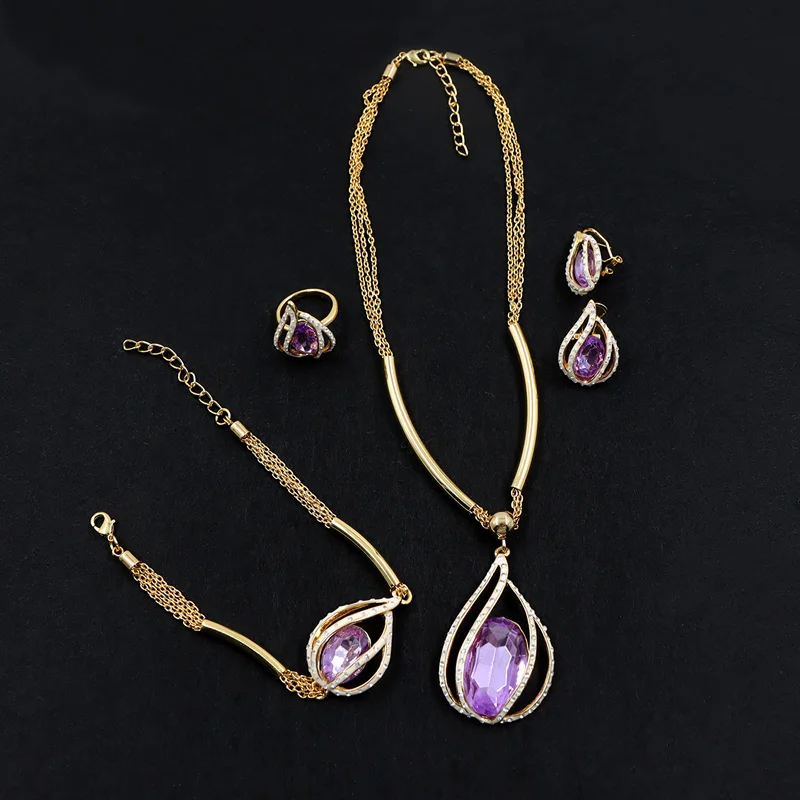 New fashion fine jewelry 925 sterling silver 18k gold plated custom chain heart necklaces earings set for women