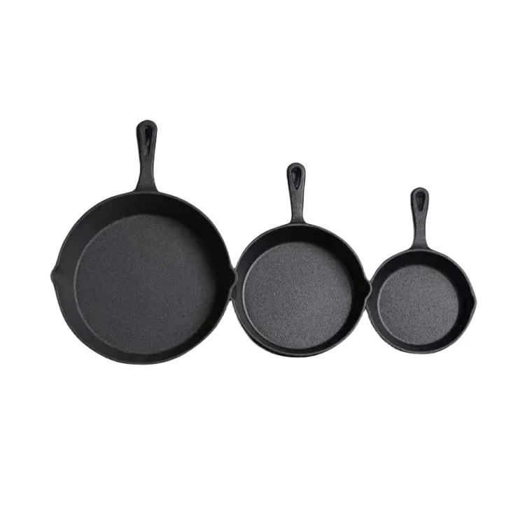 Kitchen Utensils Round Pre-seasoned Non Stick Frying Pan Skillet Iron Cast Cookware Sets
