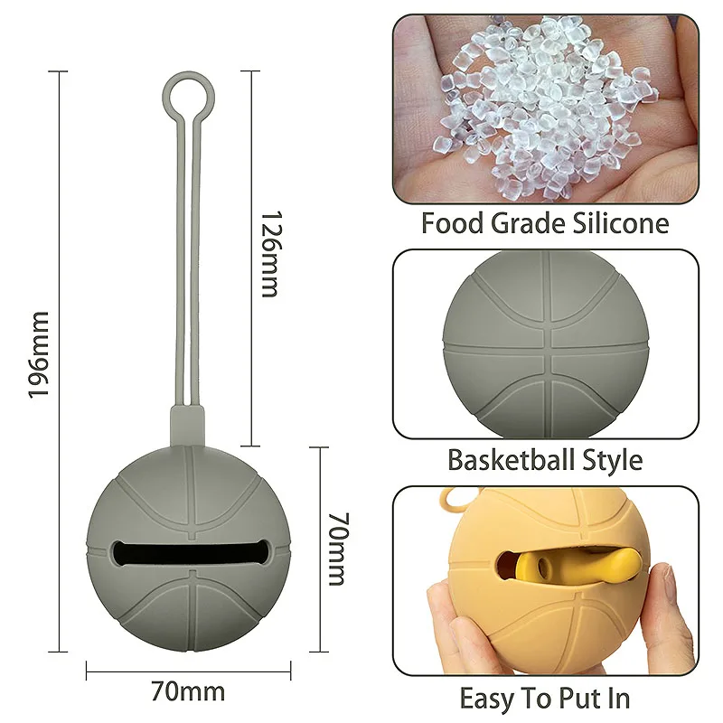 Custom Basketball Silicone Portable Soother Holder Nipple Pacifier Cover Dummy Clip Pacifier Box Baby Pacifier Case