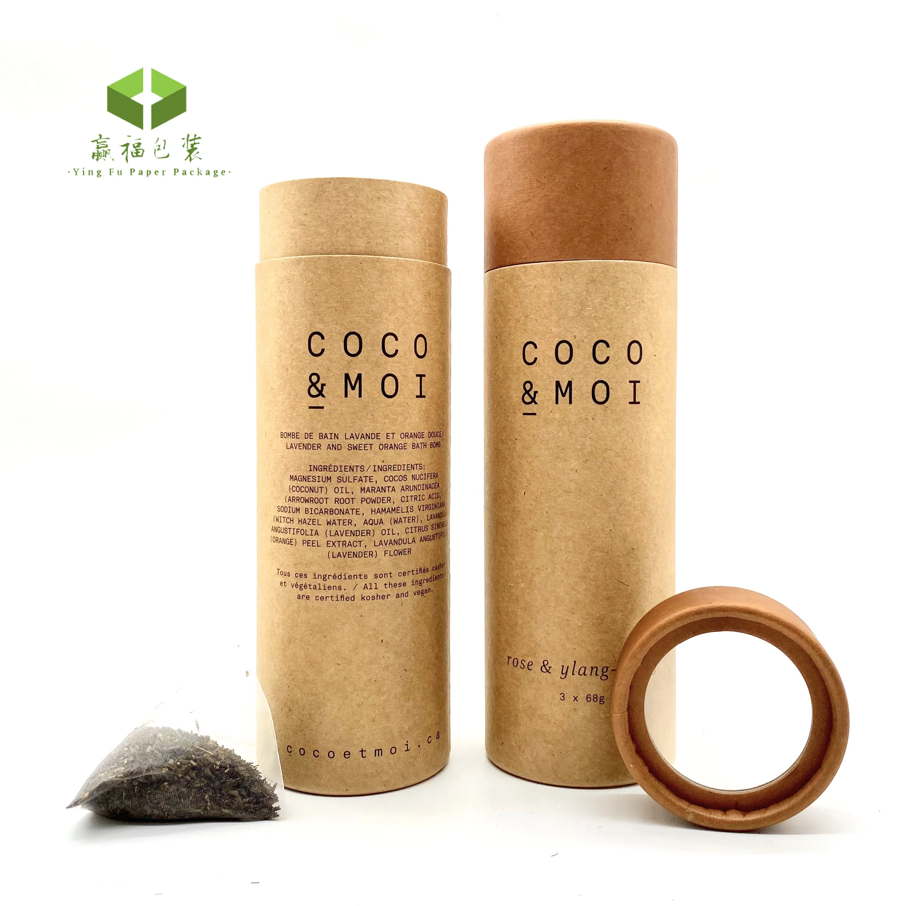 Custom transparent round electronic cylinder paper tube underwear packaging clear window pvc packaging incense food grade box