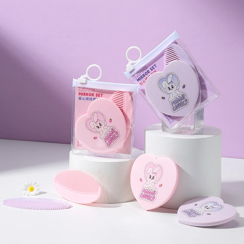 LMLTOP Wholesale  Pocket Makeup Mirror Private Label Heart-shaped Mini Handheld Rotating Mirror Suitable For Gift Giving SY772