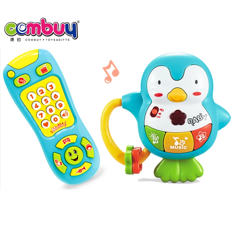 Infant remote control game sound light plastic penguin toys for baby
