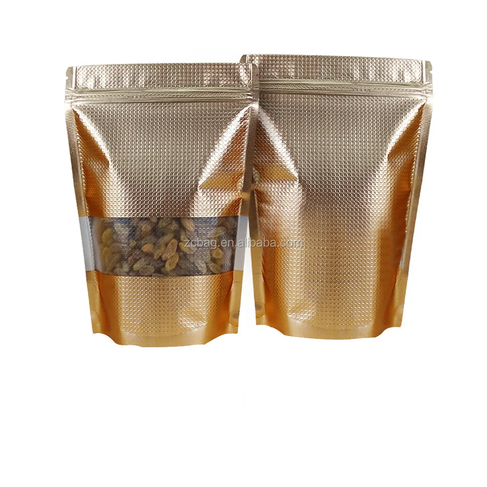 Moistureproof Gold Pyramid Pattern Metalized Foil Pouch Metalized Window Glossy Bopp Shiny Snack Pet Animal 8ounce Packaging Bag