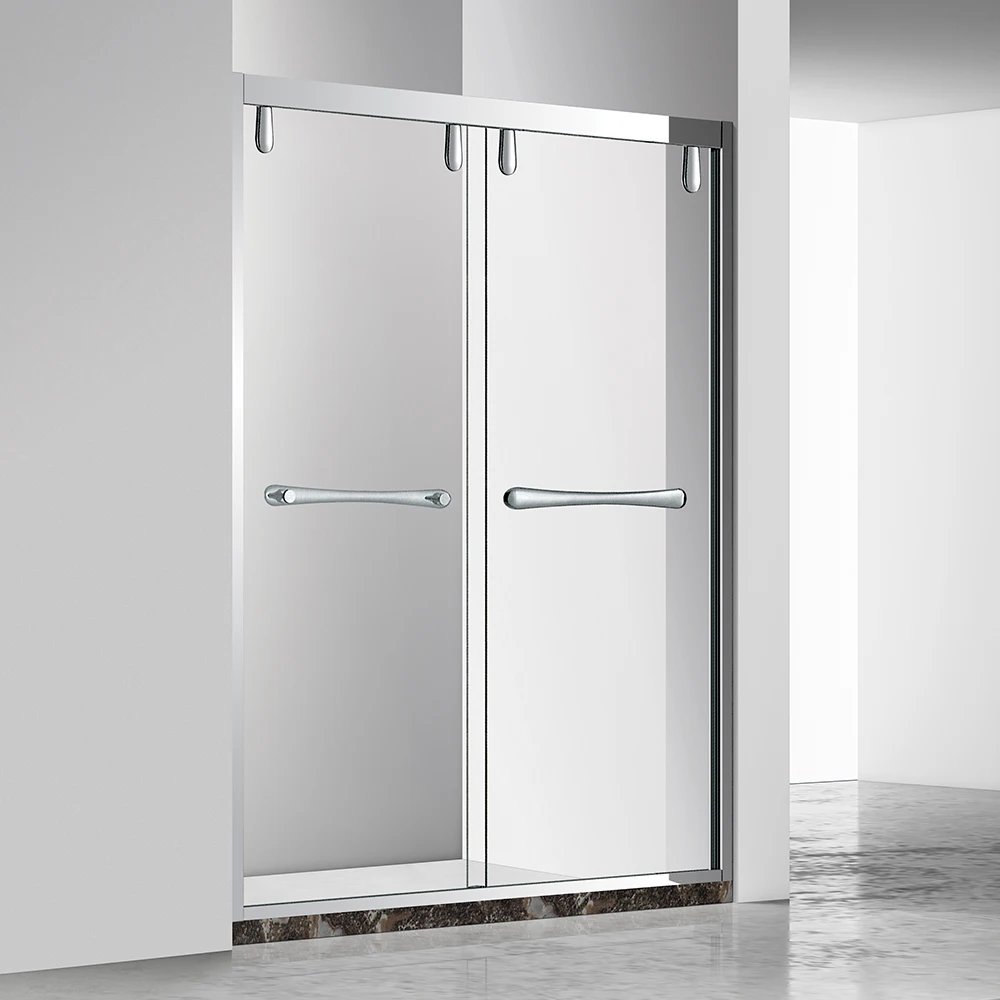 Custom Design 10 mm Polished Chrome Framed 2 Panel Tempered Glass Shower Screen Sliding Shower Door
