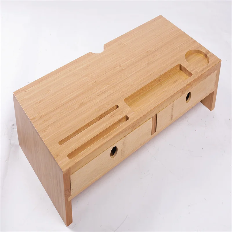 
Fashion Bamboo Office Computer Desk Organizer with Two Drawers 