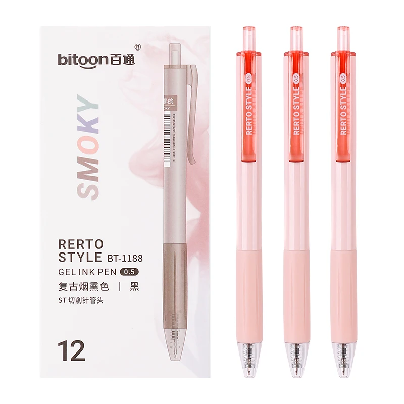 Factory Supplier Eco-Friendly Office Stationery Gel Pen 0.5mm Black Ink Colorful Plastic Shell Retractable Needle Tip