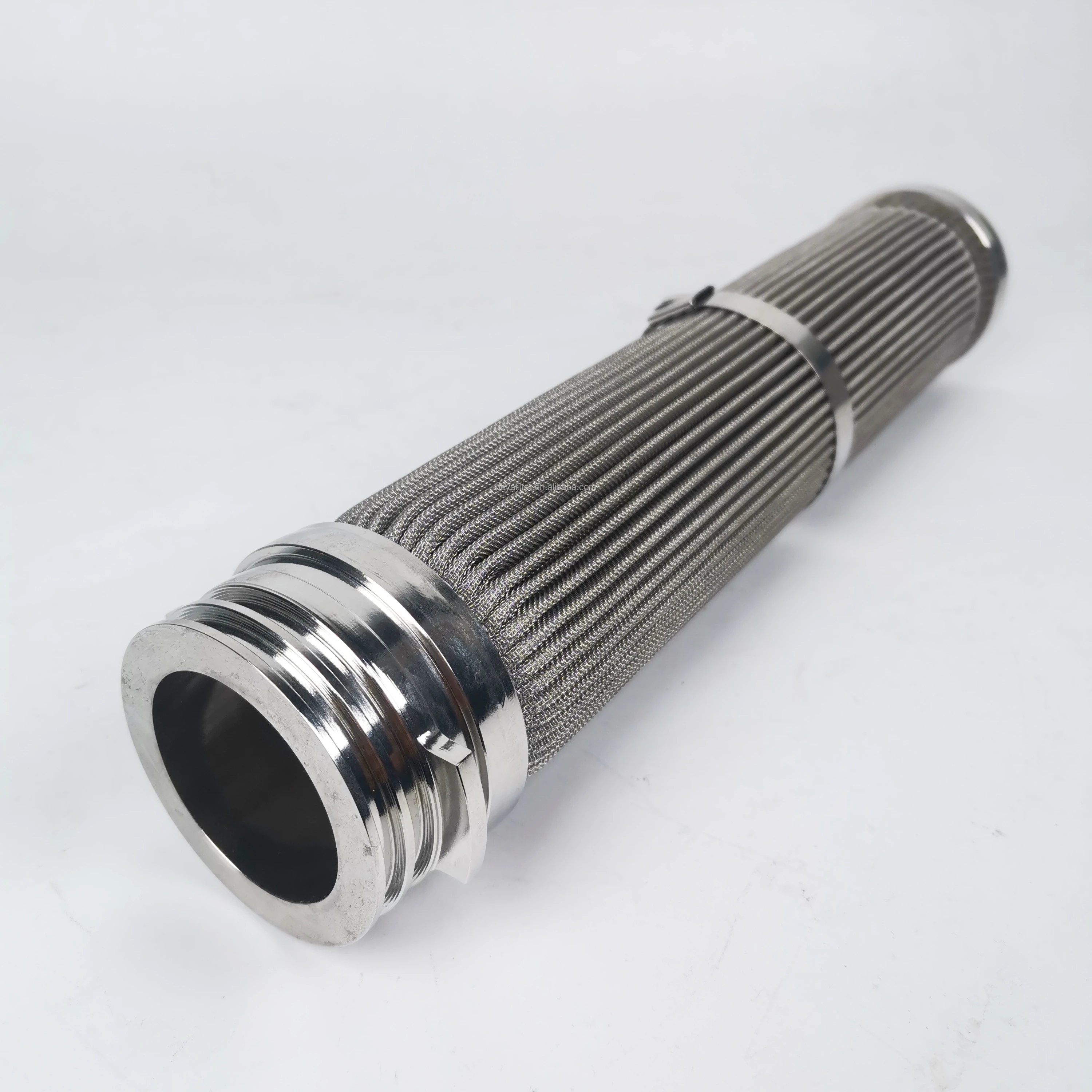 OEM different end connection stainless steel pleated filter element metal fiber mesh candle polymer melt filter element