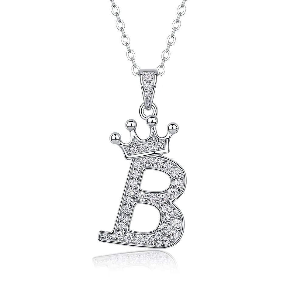 Модная бижутерия S925 стерлингового серебра инкрустация муассанитовая корона 26 дюймов подвеска с буквами
