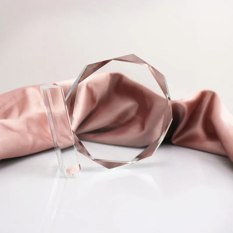 Octagon Crystal Award Glass Trophy Blank Sunflower Crystal Plaques Zinc Alloy Medal Hand Craft Sports Award Metal Medal