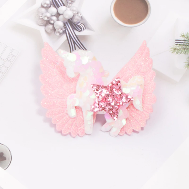 2021 Newest Design INS Hot Unicorn Hair Bow Clip for Girls Glitter Hair Clip Cheap Hair Pin Wholesale Hairgrip