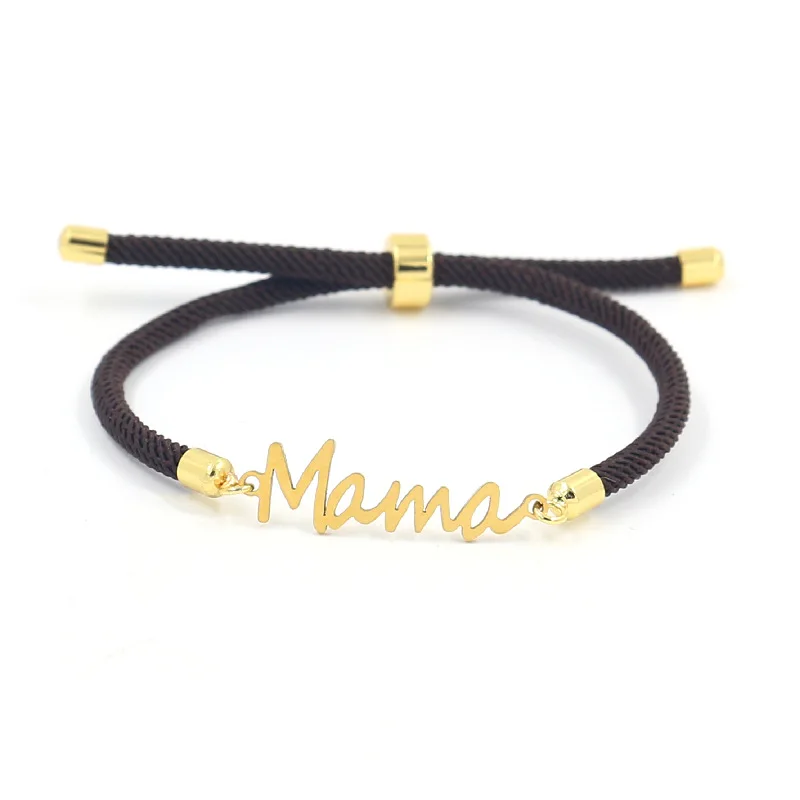 Custom Mama DIY Stainless Steel Letters Rope Adjustable Charm Making Bracelet
