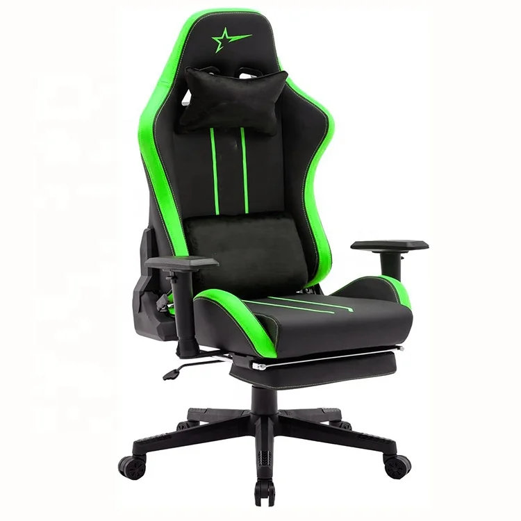 Promotion1 Piece Free Shipping Custom Italian Alcantara Green Kursi Kantor Chaise Gaming Ergonomic Gaming Chair with Nylon Base