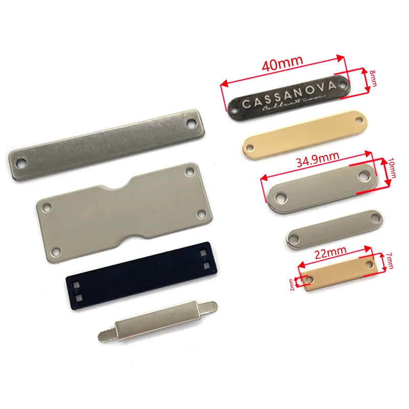 Garment Accessories Custom Square Letter Brand Metal Logo Name Tag Clothing Sewing Labels for Garment /Laser