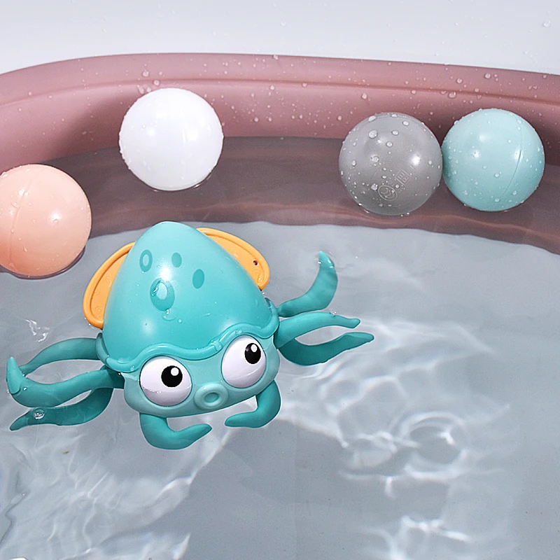 Wind Up Line Pull Floating Water Crawling Walking Octopus Baby Moving Bath Toy Animal with Water Toys