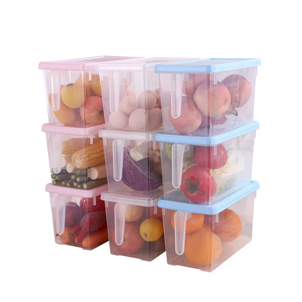 custom wholesale fridge food fruit vegetable plastic storage container box with handles
