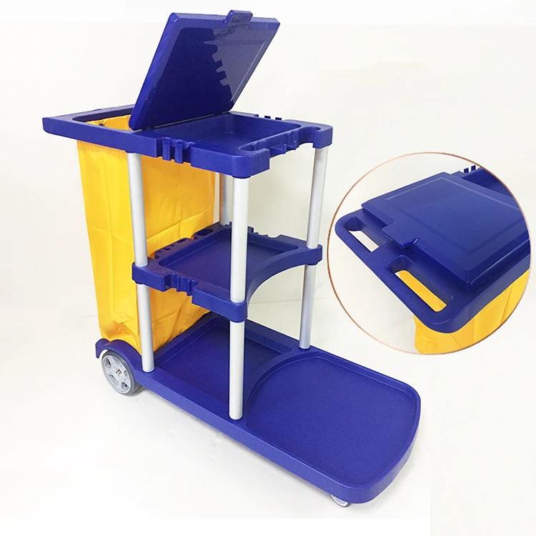 
Multipurpose Hotel Hall Room Office Service Cleaning Cart Trolley Clean Shelves Bank Corridor 