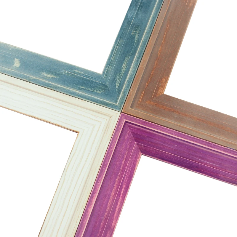 Factory Wholesale Distressed Wood Moulding Rustic Solid Wooden Decorative Picture Photo Frame Moulding