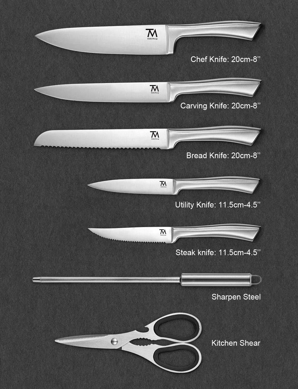 Pisau Messer Facas 14 шт. блок набор кухонных ножей с ножницы Точилки для классический термос из нержавеющей стали пустотелой ручкой