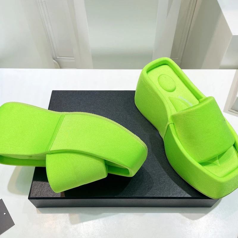 Women Colorful Wedge Slide Wholesale Luxury OEM Name Brand Ladies Outdoor Fancy Platform Slipper Wedge Shoes
