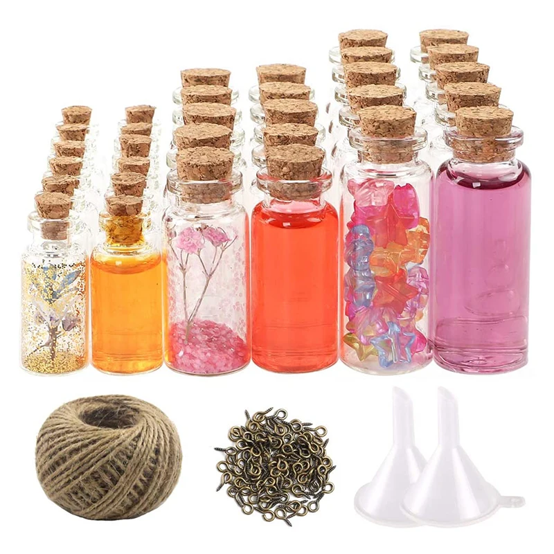 Crystal Healing Tumbled Mini Glass Bottles with Cork Stoppers Mini Party Favors Jars Wish Bottles