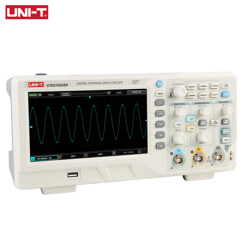 UNI-T UTD2152CEX Цифровой Осциллограф 150 МГц 2 канала usb-накопитель osciloscope для автомобилей 1GSa/s частота дискретизации DIY