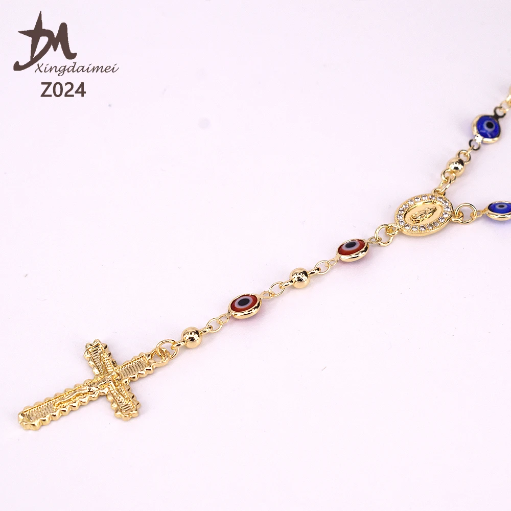 
Z024 new design evil eyes religious necklace 18k gold religious pendant necklace 