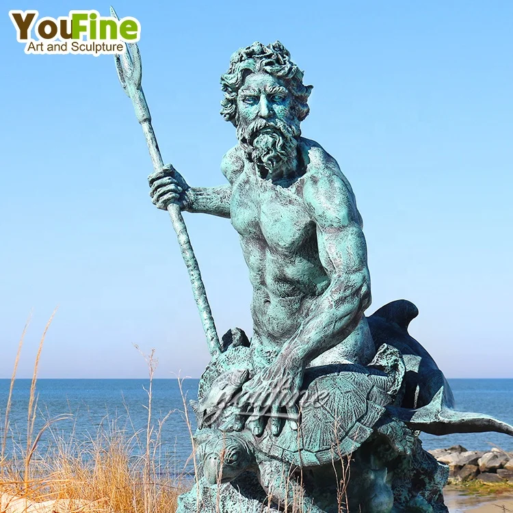 High Quality Classical Sculptures Huge Greek Sea God Bronze Neptune Statue