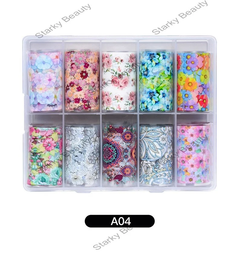 Nail Foil Stickers Flower Butterfly Transfer Stickers & Decals Paper Maple Sheet Foils DIY home Nail Art Decorations