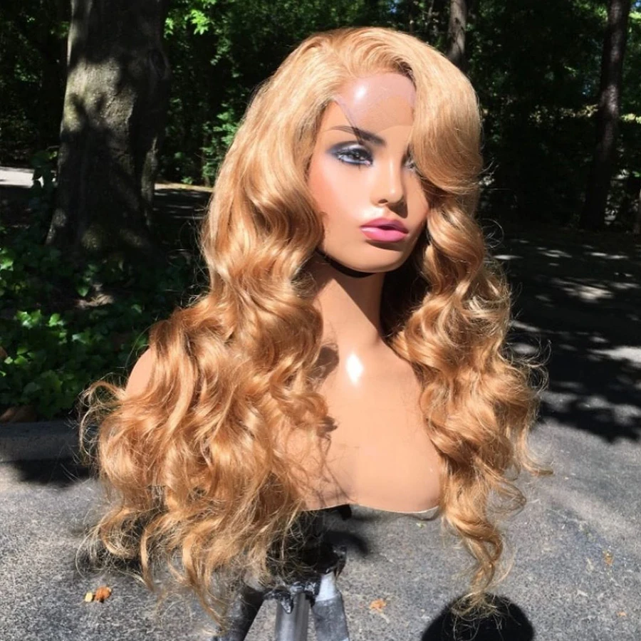 Парики из человеческих волос класса 10A, перуанские, медово-светлые, предварительно выщипанные бразильские натуральные волнистые волосы, парик на сетке