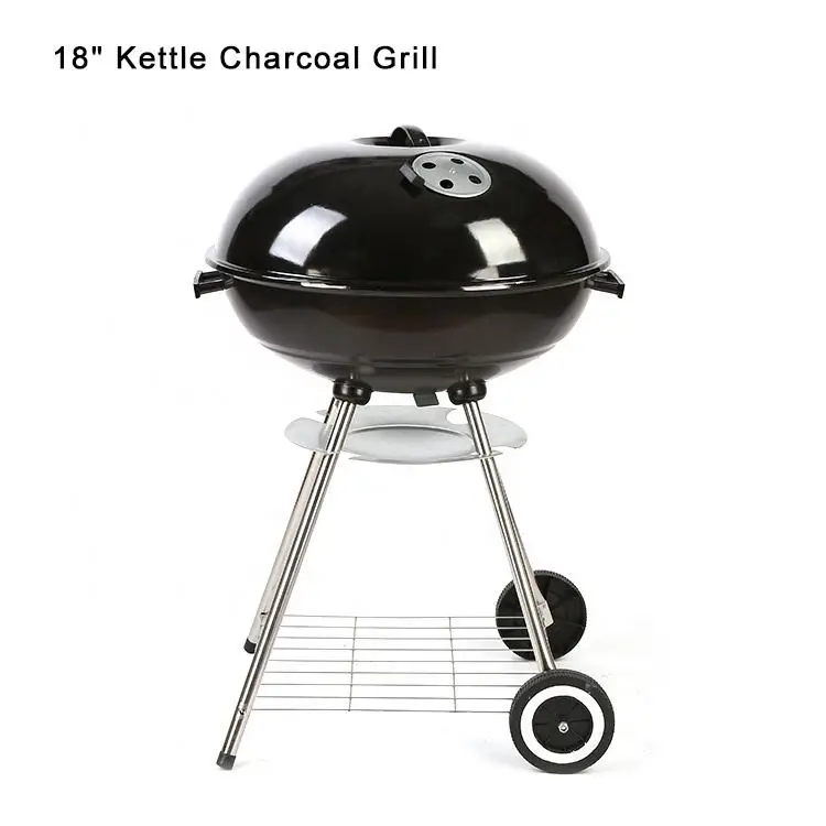 Factory Sale Outdoor Black Kettle Charcoal Grill with 1-touch cleaning system