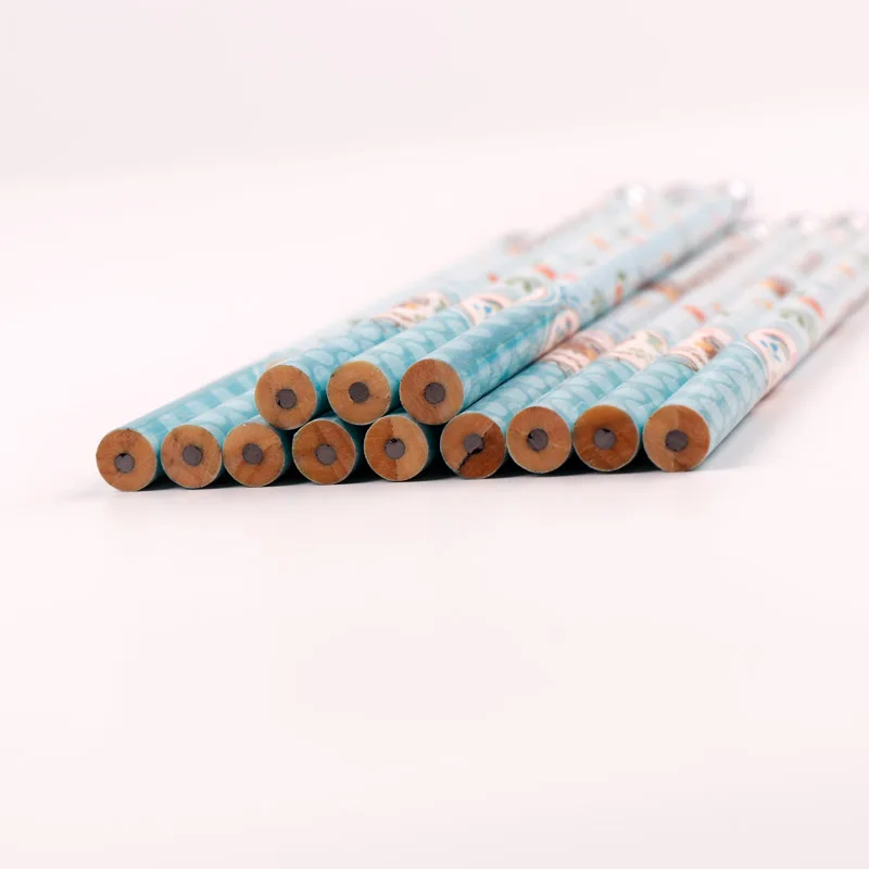 Topsthink 12pcs Custom Hexagon Cheap School HB Wooden Pencil with Eraser Top