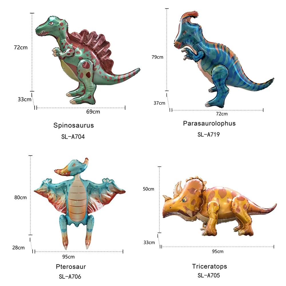 Wholesale New Design 3D balloons decoration Spinosaurus Triceratops Pterosaur Parasaurolophus Foil Balloons Dino globos