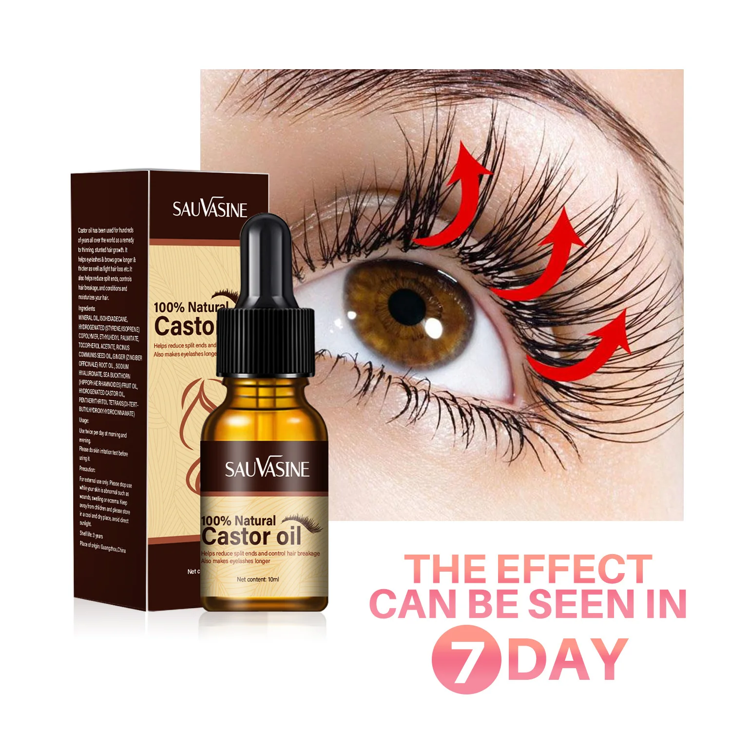 Private Label Wholesale Eyelash Growth Treatments Lash Serum Natural Curl Natural Thick Castor Oil Eyelash Growth Serum