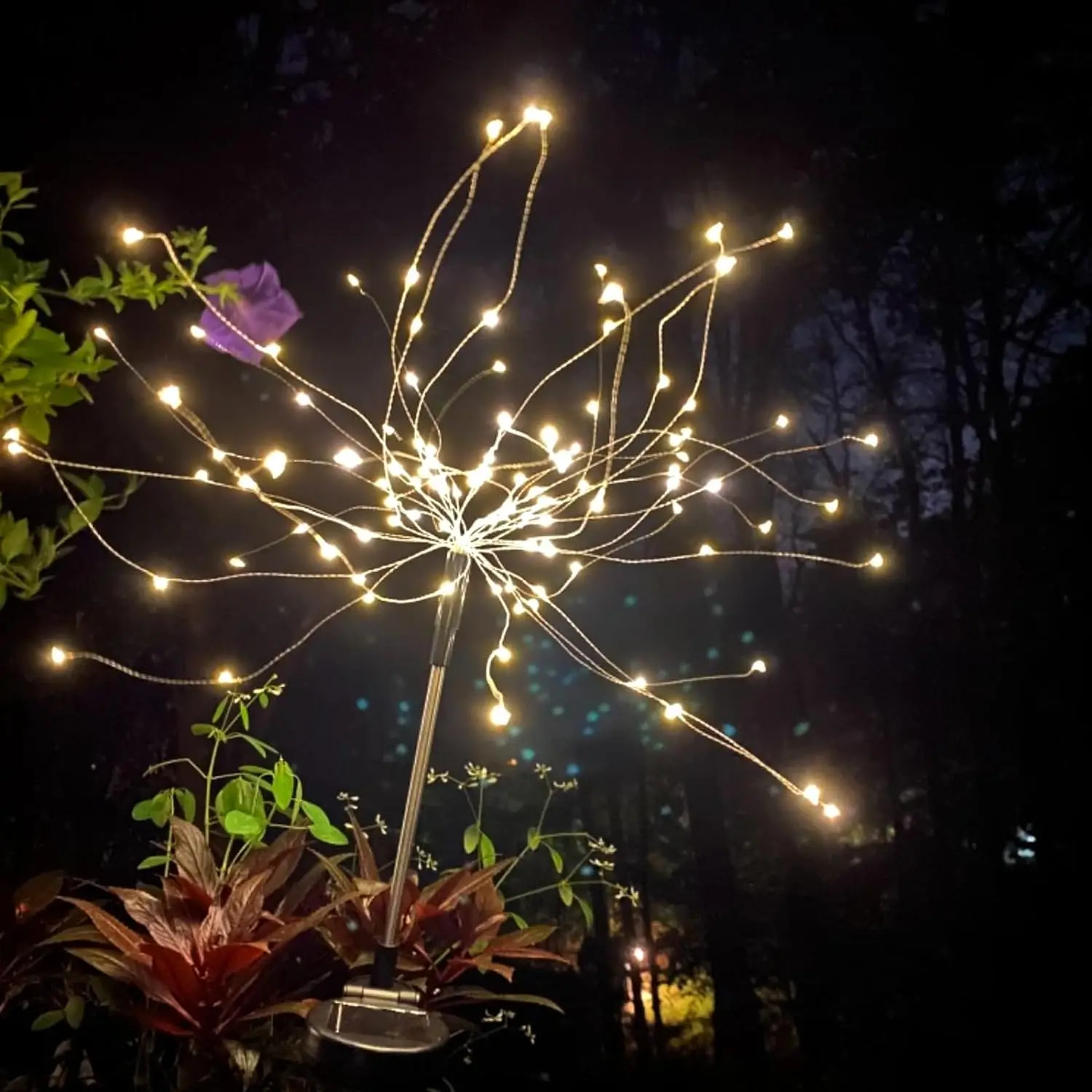 Waterproof Solar Pin jelly fish LED meteoric shower Lamp optical fiber firework Colorful Light For Courtyard CE Certification