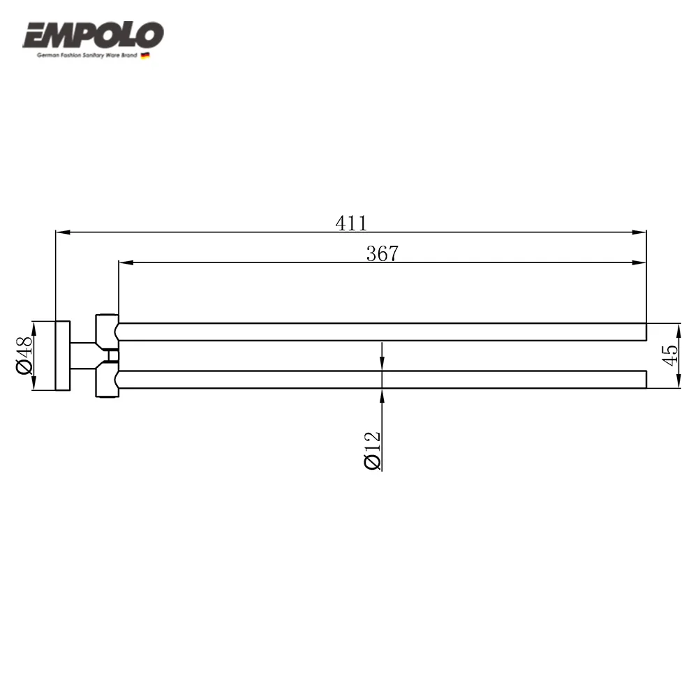 Wall Mounted Bathroom Double Towel Rack Brass Swivel Towel Holder