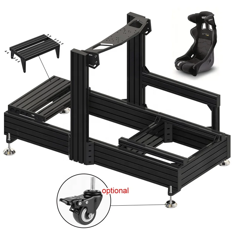 Performance Sim Racing simulator cockpit Parts Racing Aluminum Profile Reverse Mount Swing Short Brake Clutch Dual Pedal Mount