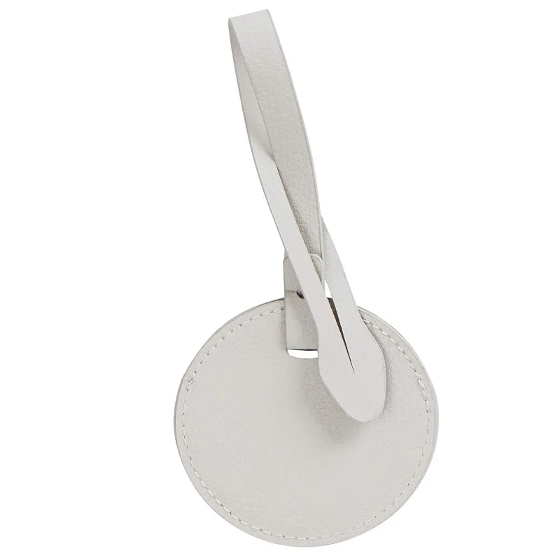 Faux Leather Luggage ID Tag with Leather Bond Wholesale Circular Airplane Suitcase Bag Name Card Holder Supplier