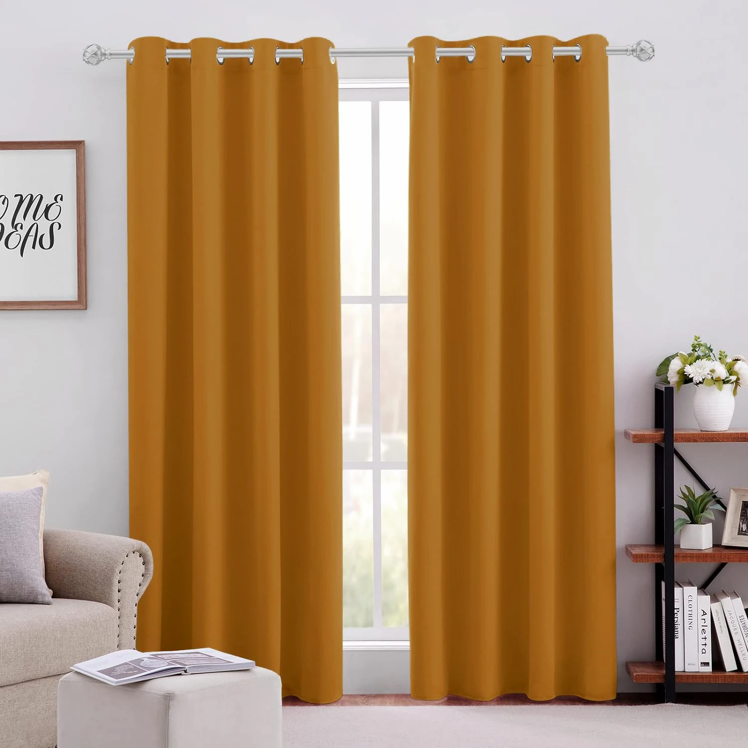 JA 52*84IN On Stock Blackout Curtains Solid Color with Grommets Noise Reducing Room Darkening for Home Bedroom Living Room