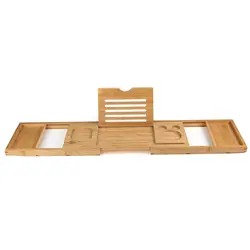 Expand Bamboo Bathtub Caddy Bath Serving Tray Bathroom Shower Organizer bamboo bathtub caddy tray