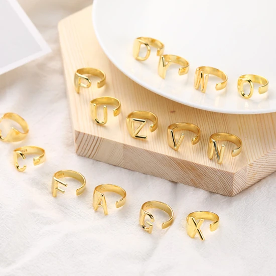 26 English 2020 fashion alphabet gold letter ring for women initial name letter simple rings jewelry women