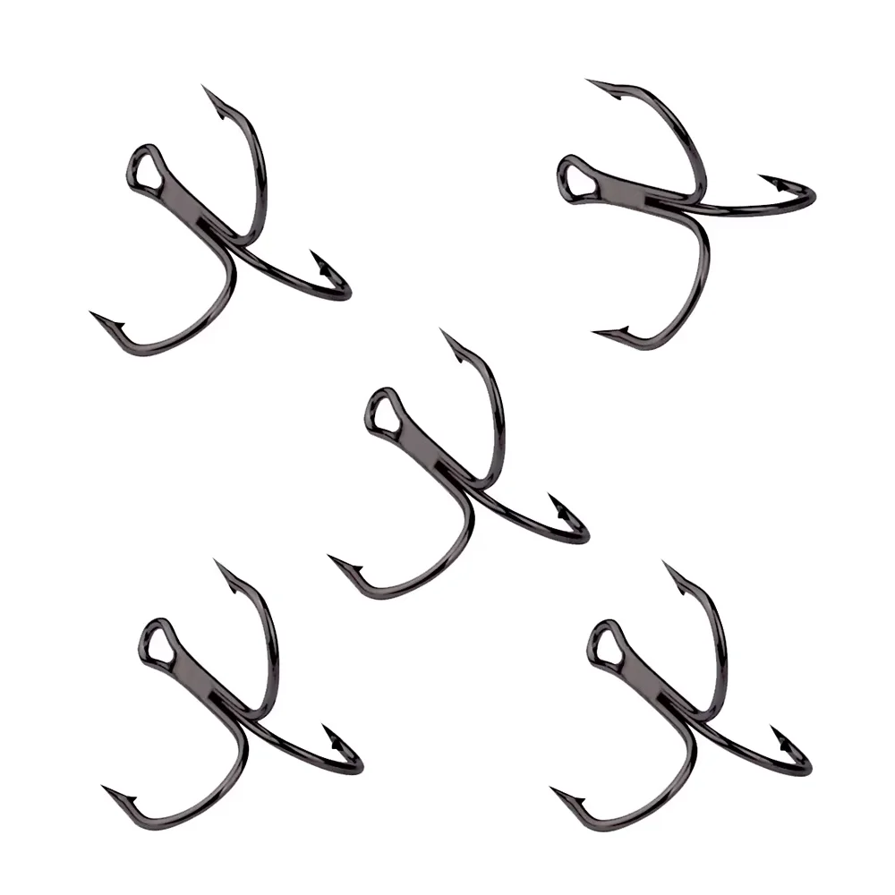 TOPIND 35647 50 Pcs/Bag Black Wholesale Supplier Best Quality Durable Barbed Tawny Silver Treble Fishing Hooks