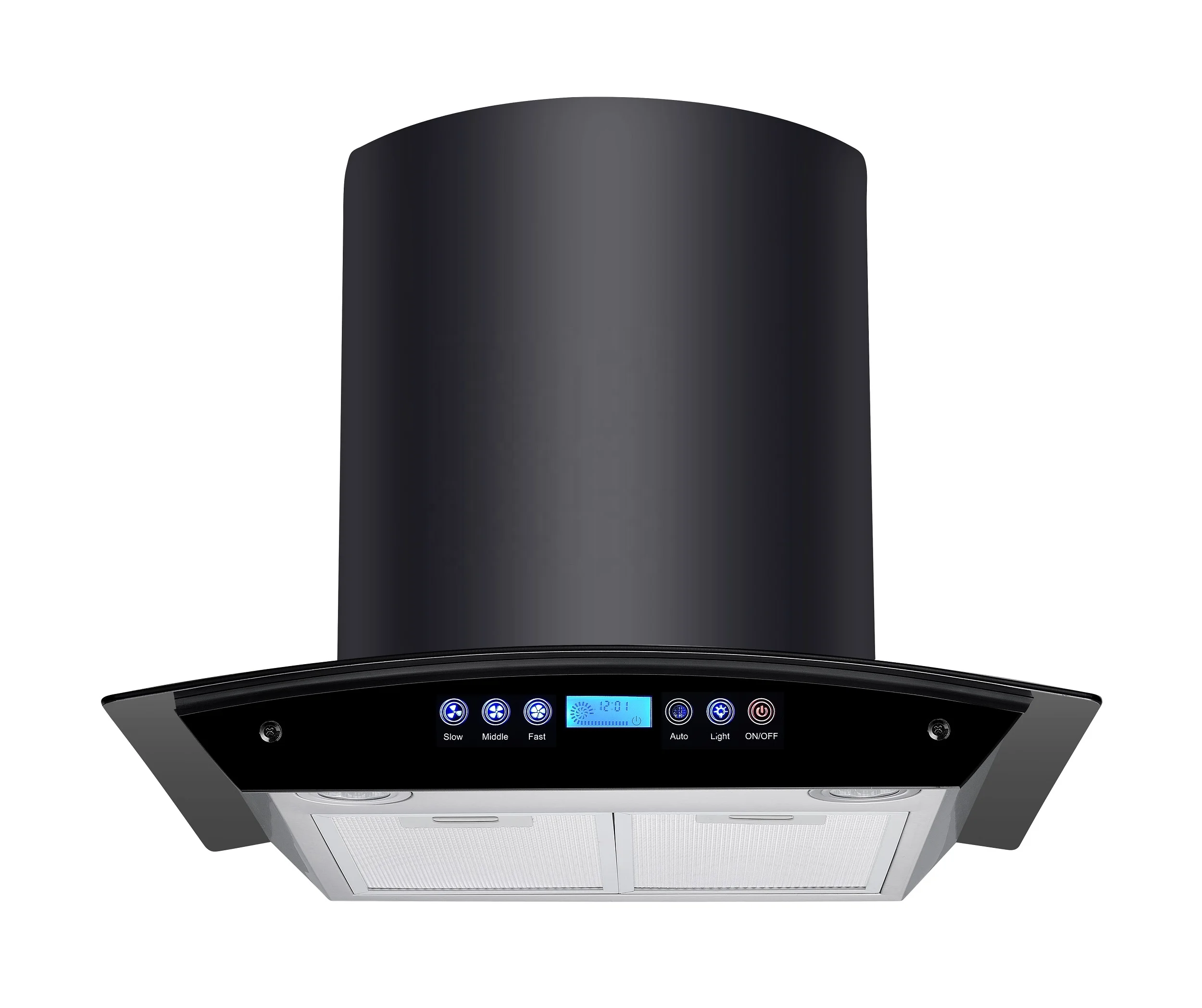 600mm Titanium black copper motor wave sensor heat auto clean vented exhaust kitchen chimney cooker hood extractor range hood