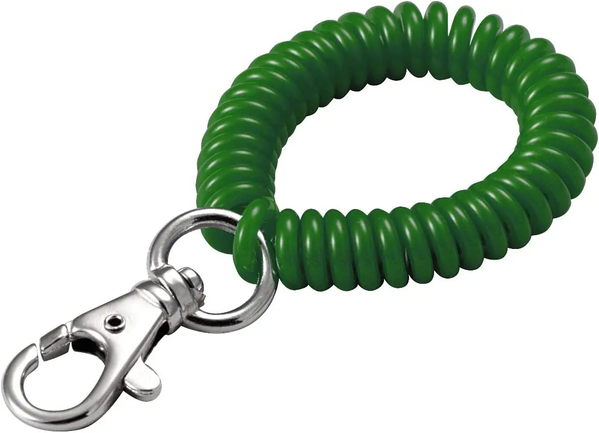Wholesale Key Ring Colorful  Spiral Wrist Coil with Trigger Snap And Flexible Wrist Band Key Chain