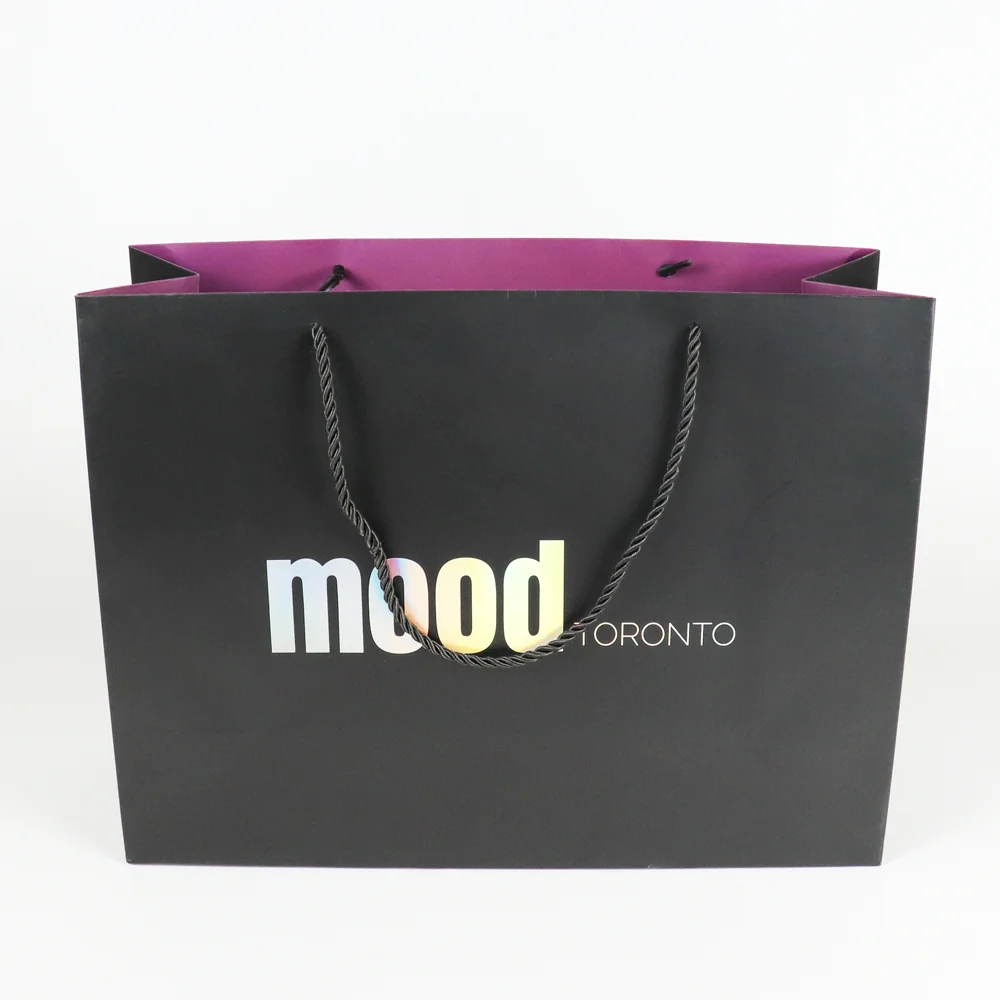 Printed Shopping Purple Elegant Paper Bags Logo Newborn Baby Gift Packaging Biodegradable Ecommerce Happy Birthday Paper Bag