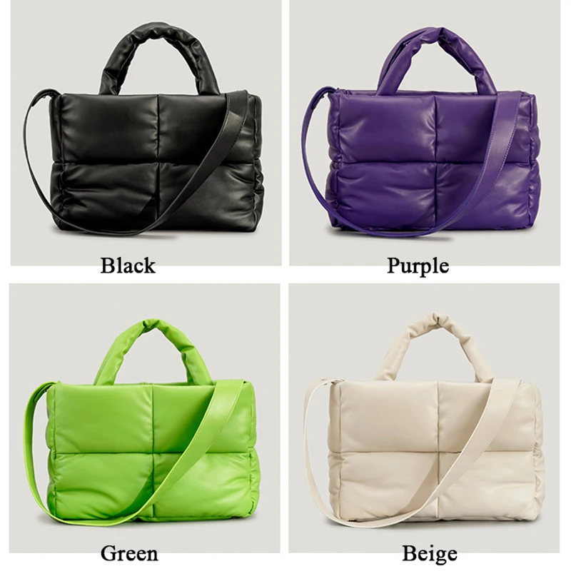 Custom Logo Lightweight Quilted Crossbody Shoulder Nylon Luxury Large Puffy Tote Bag Puffer Handbags for Women