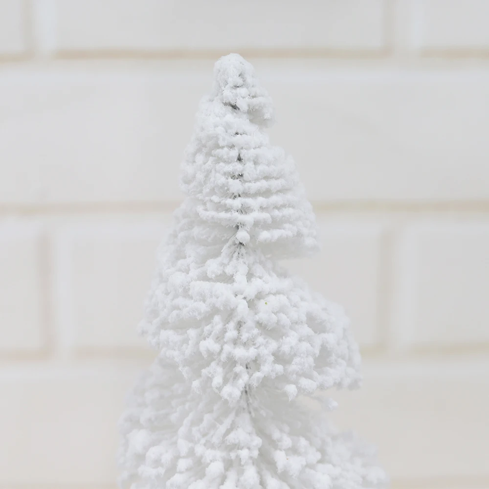 Holiday Home Tabletop Winter Crafts Snow Miniature Pine Trees Artificial Frosted Sisal Trees