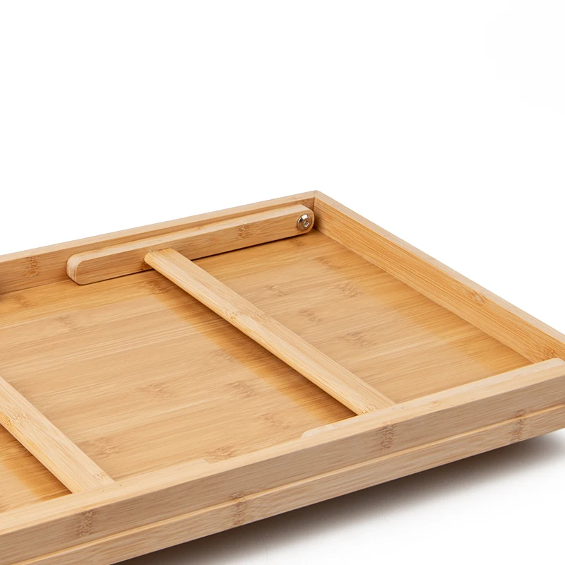 Wood Bed Serving Tray With Folding Legs for Breakfast Dinner Foldable Bamboo Bed Table Tray